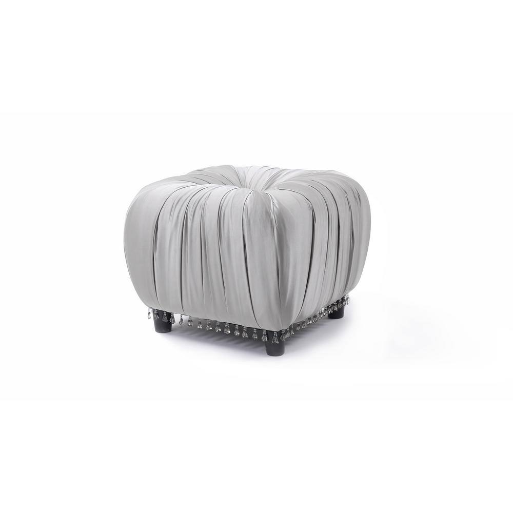 Gracie 20" Flint Grey Satin Tufted Storage Ottoman