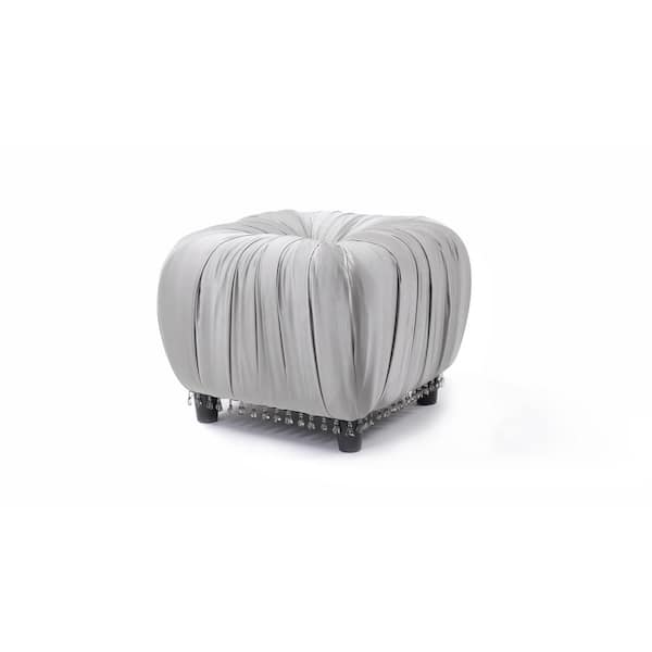 Jennifer Taylor Gracie Flint Grey Decorative Ottoman