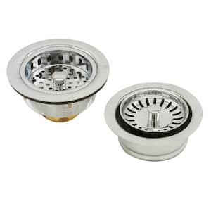 COMBO PACK 3-1/2 in. Post Style Kitchen Sink Strainer and Waste Disposal Drain Flange with Strainer, Polished Nickel
