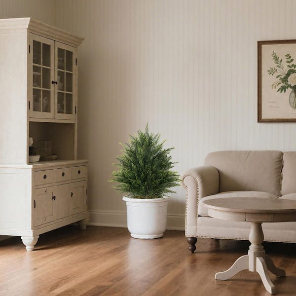 2ft Artificial Cedar Tree with Ground Spike-Realistic New Foliage Faux Cedar Bushes for Yard&Indoor Decor