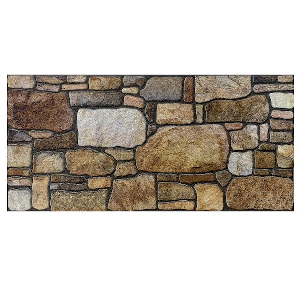 Dundee Deco 4/5 in. x 3-1/4 ft. x 1-3/5 ft. Brown Off-White Multi-Colored Faux Stone Styrofoam 3D Decorative Wall Paneling 5-Pack
