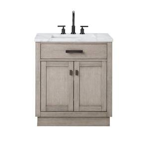 Chestnut 30 in. W x 21.5 in. D Vanity in Grey Oak with Marble Vanity Top in White with White Basin