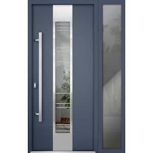 48 in. x 80 in. Right-Hand/Inswing Sidelight Clear Glass Gray Graphite Steel Prehung Front Door with Hardware