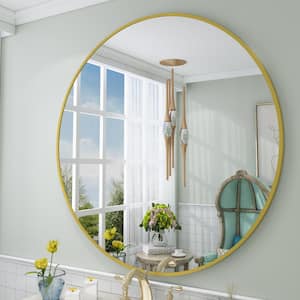 40 in. W x 40 in. H Round Aluminum Alloy Framed French Cleat Mounted Wall Decor Bathroom Vanity Mirror in Matte Gold