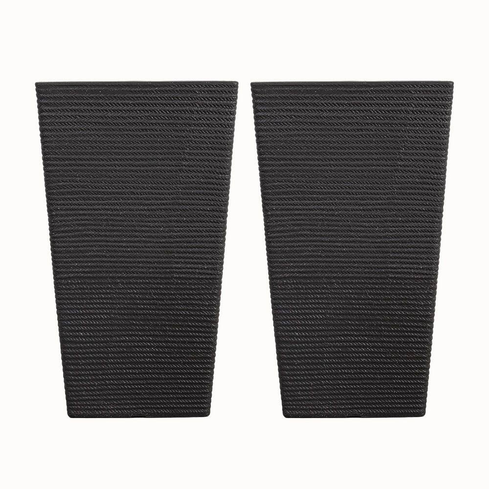 Large 15.7 in. D Black All-Weather Pedestal Planter Set Stone Texture (2-Pack) price history on PriceWatchPro