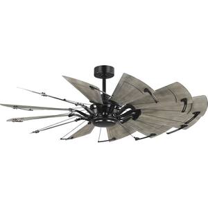 Springer II Collection 60 in. 12-Blade Modern Farmhouse Windmill Ceiling Fan Matte Black