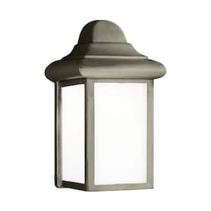 Mullberry Hill 1-Light Pewter Outdoor 8.75 in. Wall Lantern Sconce with LED Bulb