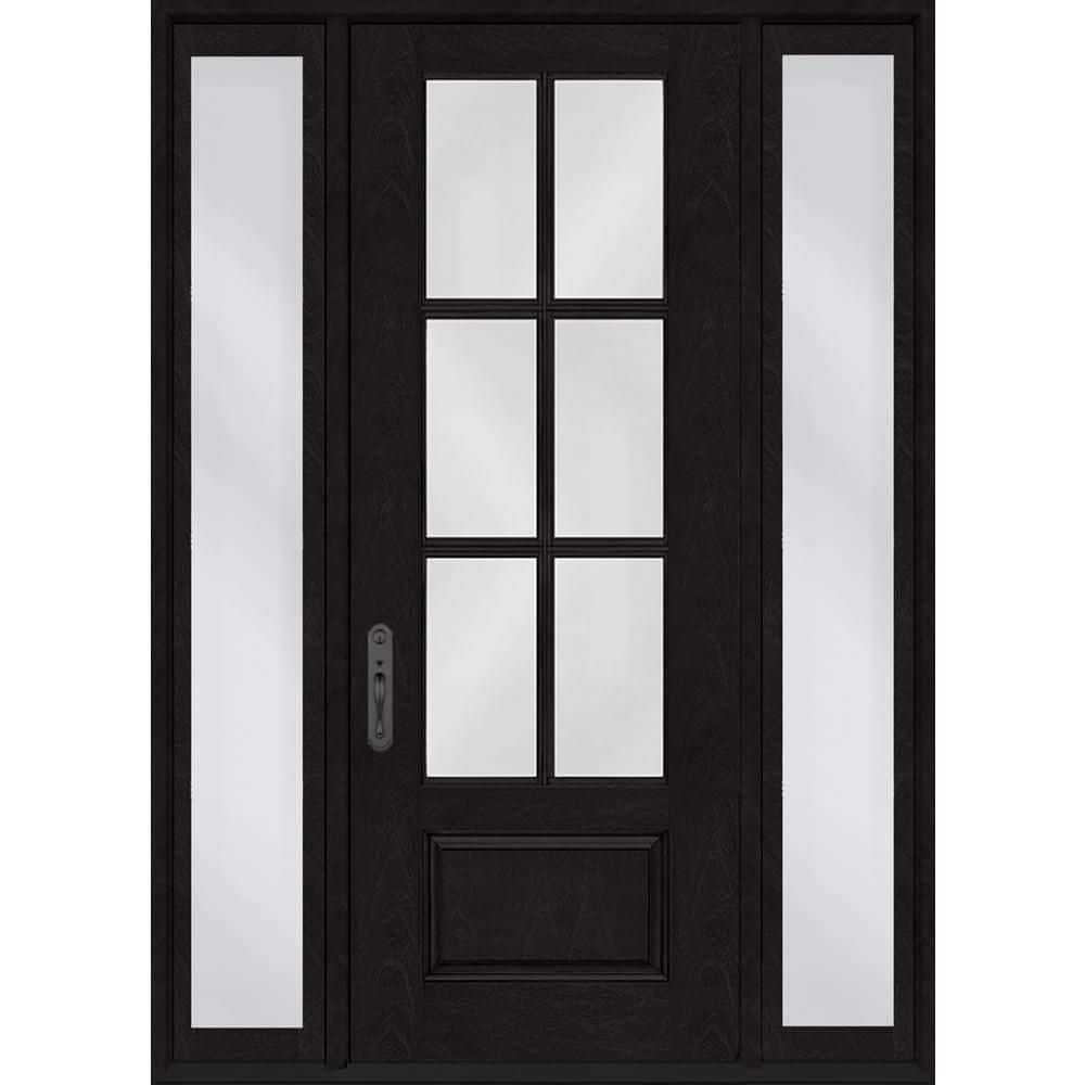 Regency 68 in. x 96 in. 3/4-6 Lite Clear Glass RHIS Onyx Fiberglass Prehung Front Door w/Dbl 14 in. SL with BLK Lockset price history on PriceWatchPro