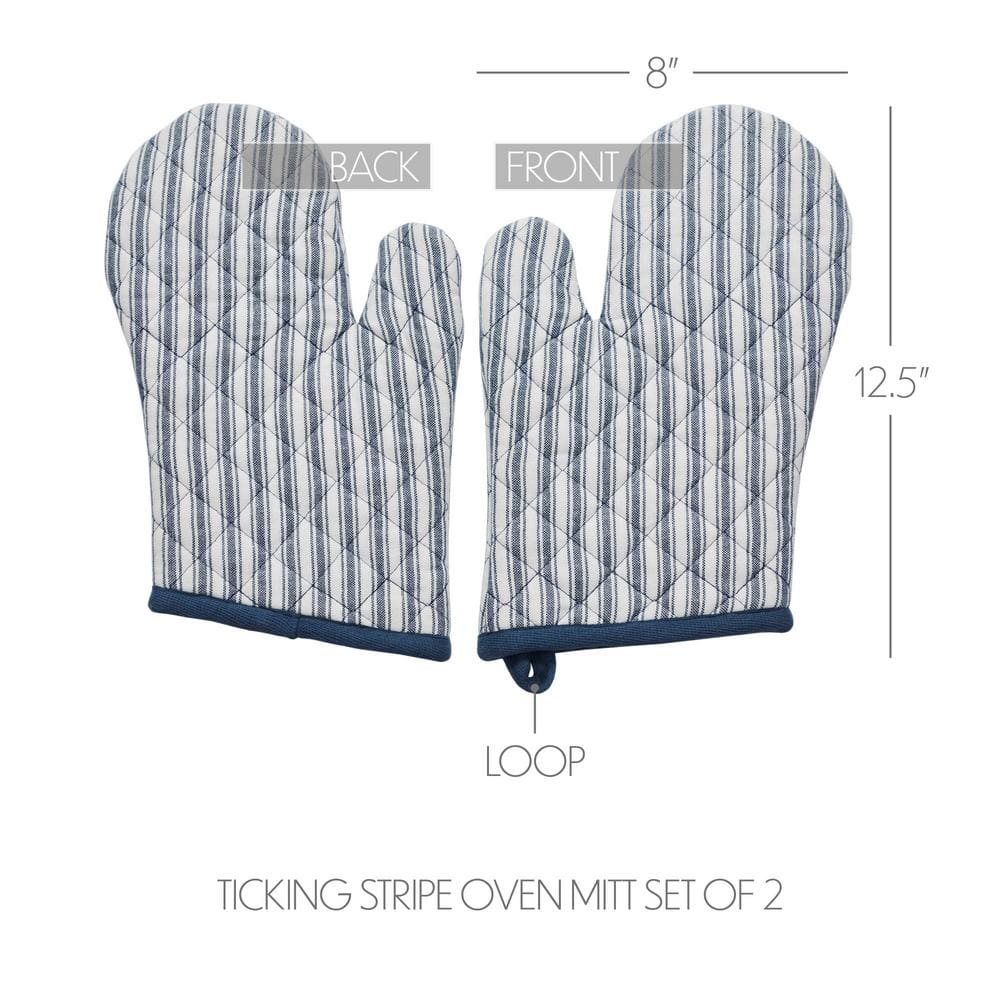 Sawyer Mill Blue Striped Cotton Oven Mitt Set