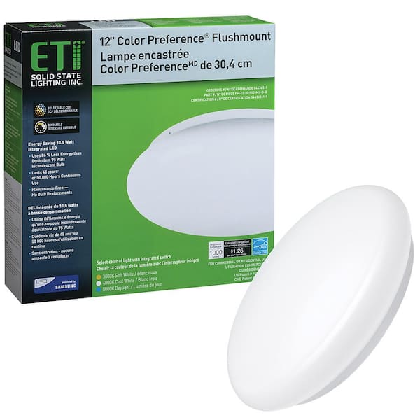 Eti 12 In Color Changing Cct, Led Low Profile Ceiling Lights Home Depot