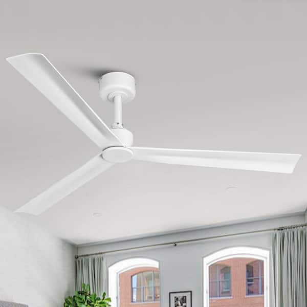 50 in. Indoor/Outdoor Matte White Downrod Mount Ceiling Fan with Remote Included