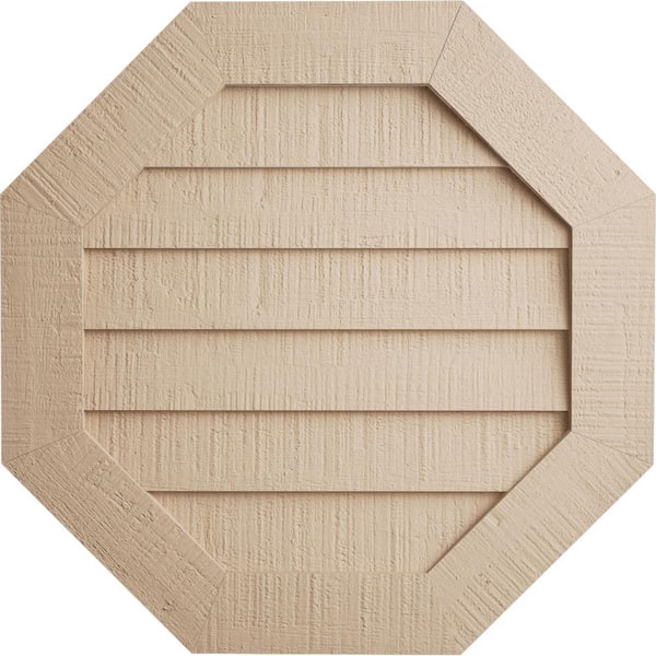 Ekena Millwork 24 in. x 24 in. Octagon Rough Cedar Polyurethane Timberthane Faux Wood Non-Functional Paintable Gable Vent