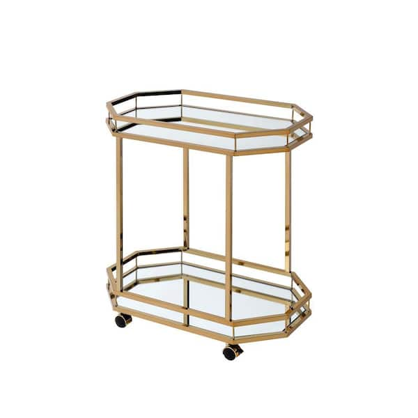 Champagne and Mirror Kitchen Serving Cart MH-98197 - The Home Depot