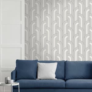 Ezra Grey Arch Matte Non-Pasted Strippable Wallpaper Sample