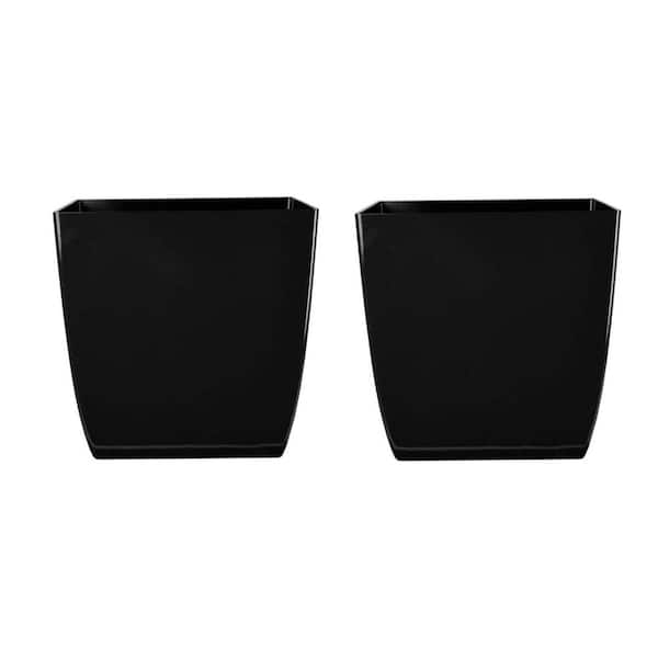 Samll Black Plastic Indoor/Outdoor Planter (8 in. W x 8.07 in. H) 2-Pack