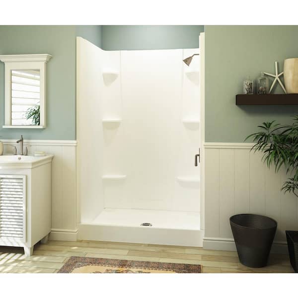 Composite 8 in. x 48 in. x 74 in. 1-Piece Direct-to-Stud Shower Wall Panel in White