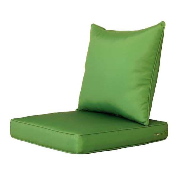 BLISSWALK Outdoor Deep Seat Cushion Set 24x24"&22x24", Lounge Chair Loveseats Cushions for Patio Furniture Kale Green