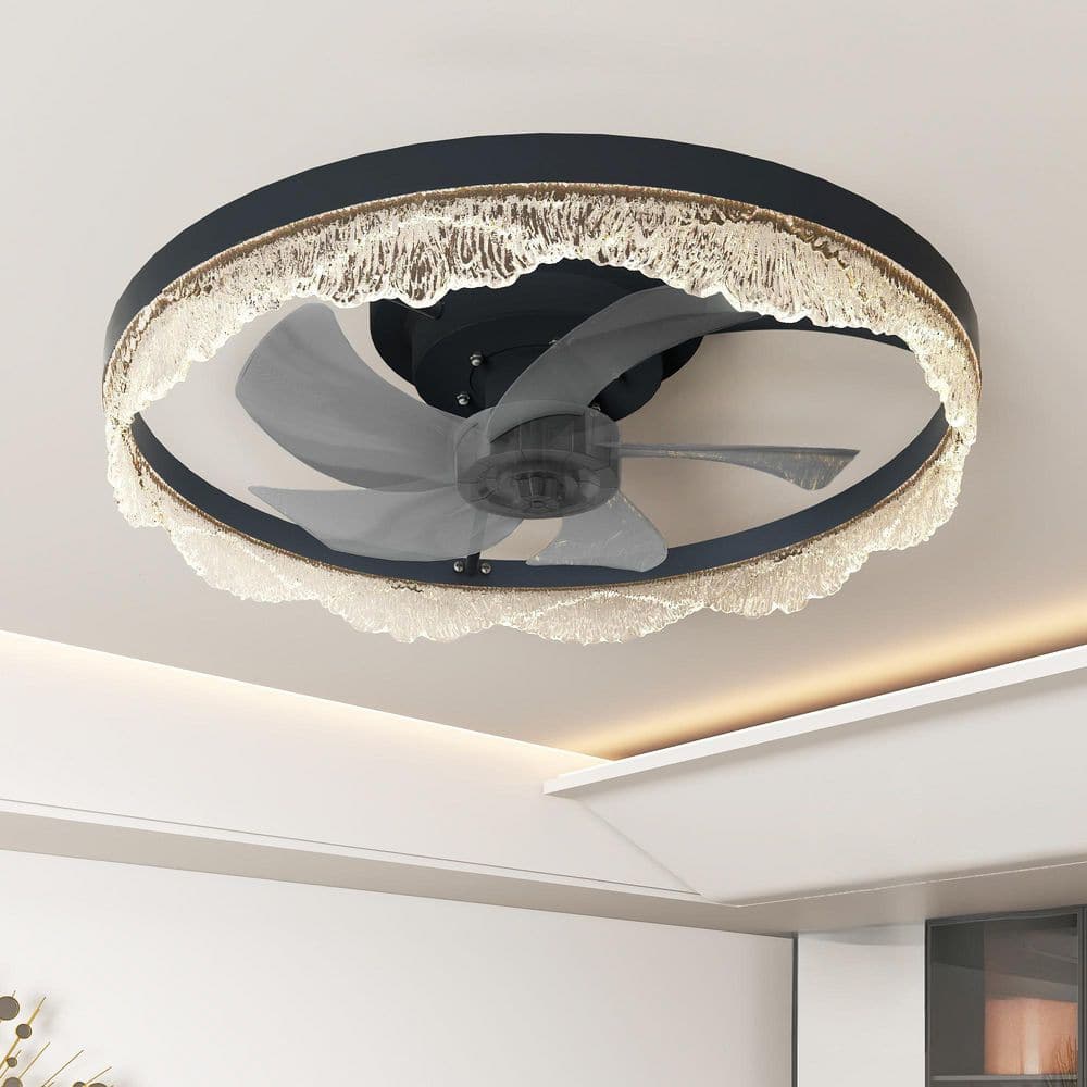 20 in. Indoor Black 5 ABS Blades Flush Mount Fandelier Ceiling Fan with Integrated LED and Remote Control Included price history on PriceWatchPro