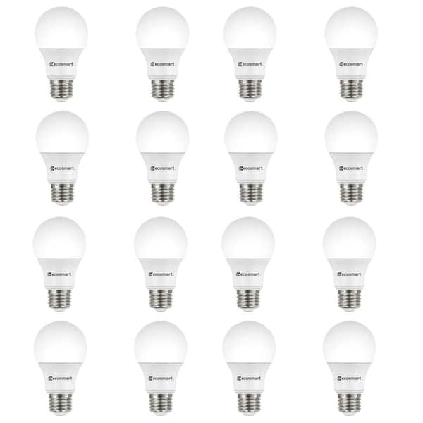 EcoSmart 60-Watt Equivalent A19 Dimmable ENERGY STAR LED Light Bulb Bright White (16-Pack)