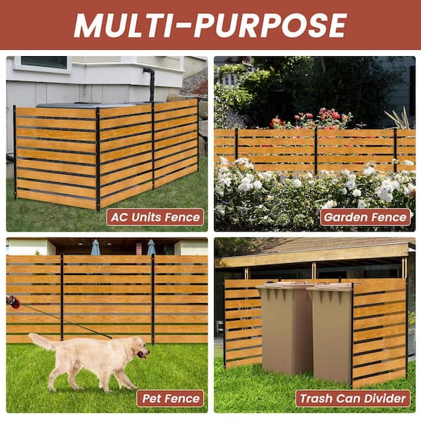48 in. W x 48 in. H Air Conditioner Fence Outdoor Decorative Wood Fence Privacy Screen with Metal Stakes, 2-Panel