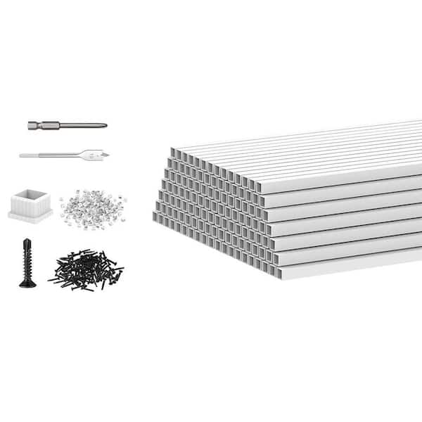 26 in. White Square Deck Balusters 120-Packs Aluminum for Wood Composite Railings with Screws Connectors 3/4 in. Dia