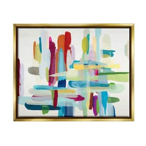 Colorful Cross Hatch Abstraction by Randy Hibberd Floater Frame Abstract Wall Art Print 21 in. x 17 in.