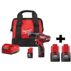 M12 12V Lithium-Ion Cordless 3/8 in. Drill/Driver Kit With Two M12 1.5Ah Batteries