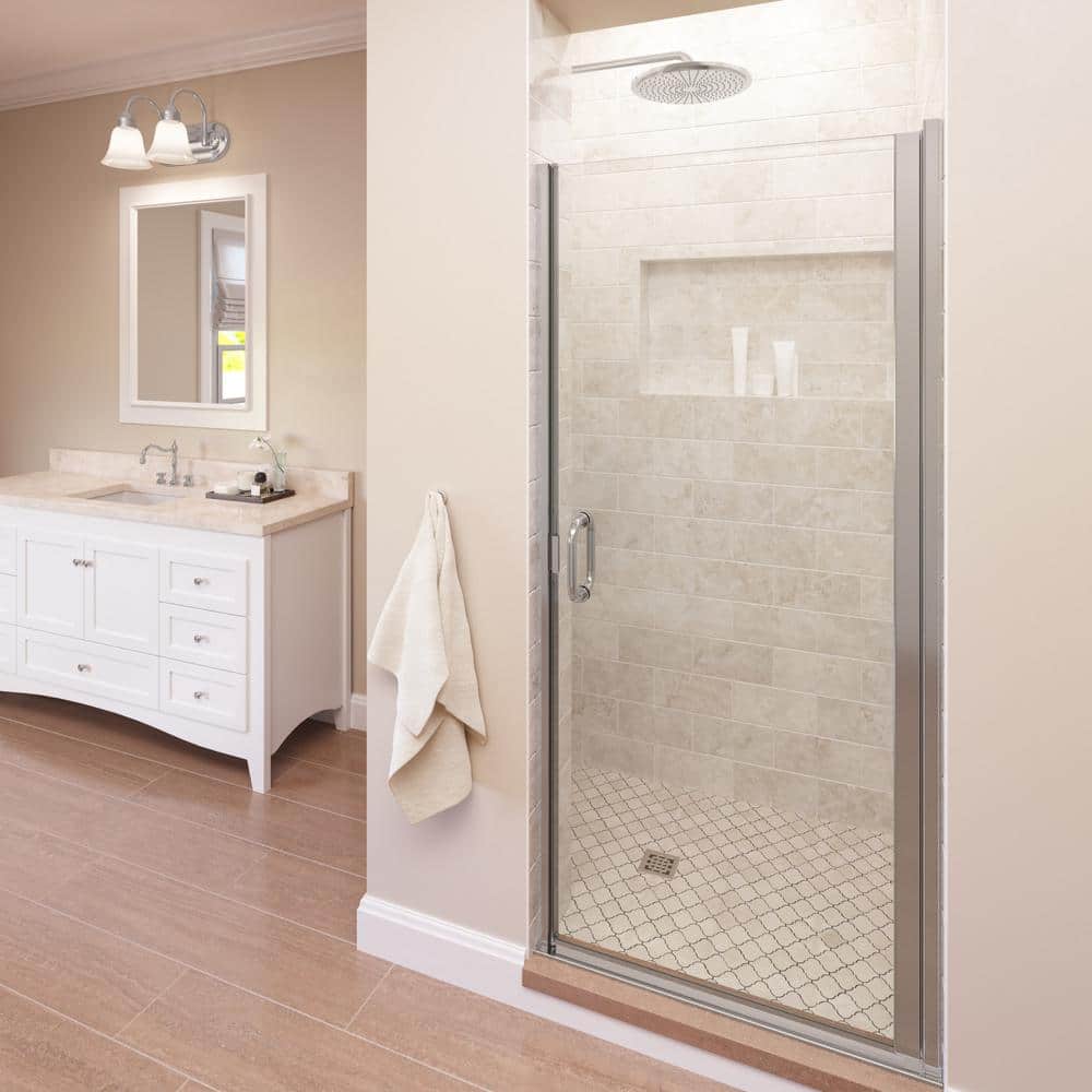Infinity Chrome Semi-Frameless Hinged Shower Door with Clear Glass