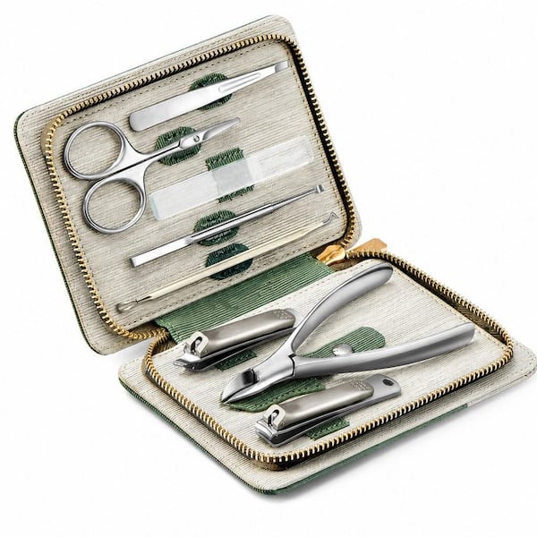 Multi-Functional Personal Care Manicure Pedicure Nail Clipper Set, Personal Care Tools with PU Leather Case in Green