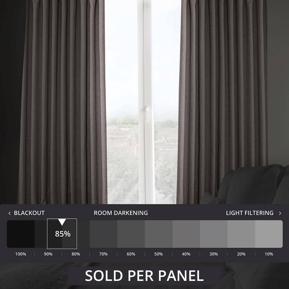 Mink 84" Faux Linen Blackout Curtain Panel