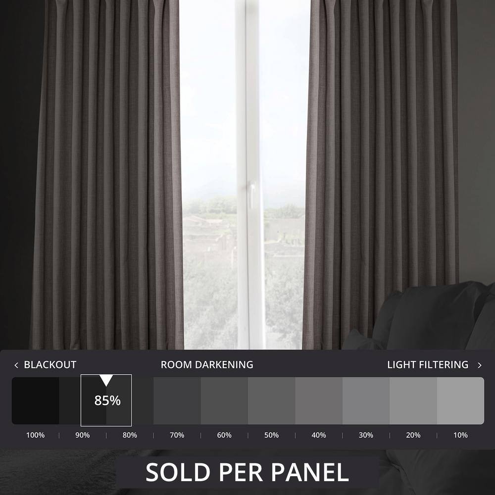 Gray Faux Linen Extra Wide Blackout Curtain Panel