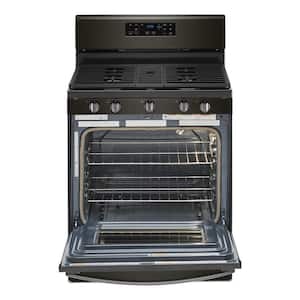 5.0 cu. ft. Gas Range with Self Cleaning and Center Oval Burner in Black Stainless