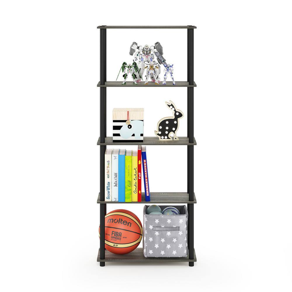 Laminated Black & Light Cherry 5-Tier Round Tube Shelf