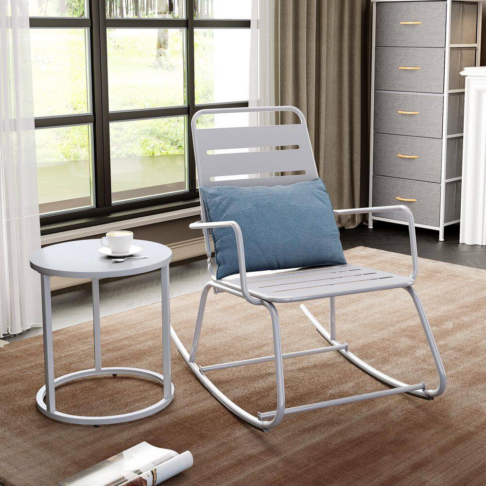 Crestlive Products 1Piece Metal Outdoor Rocking Chair with Table Sets