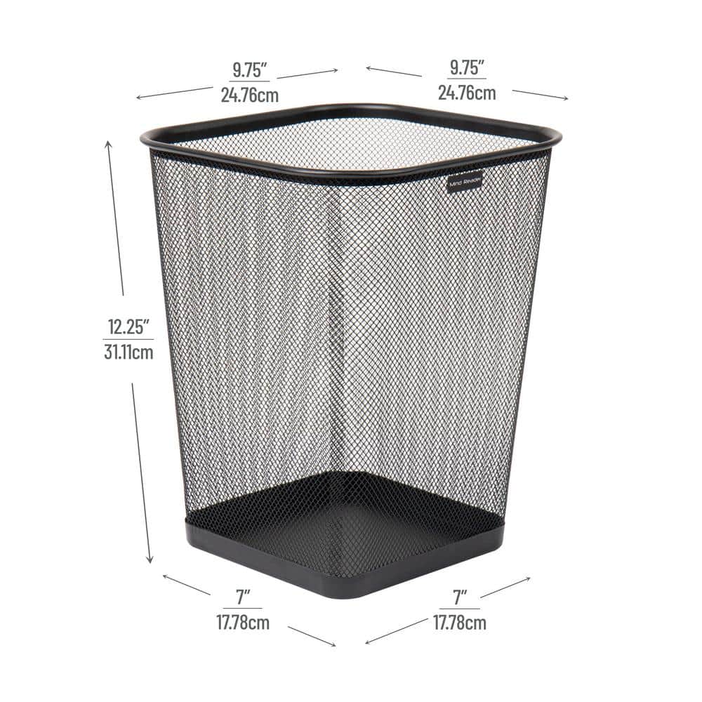 Black Stainless Steel Mesh Office Waste Baskets, Set of 4