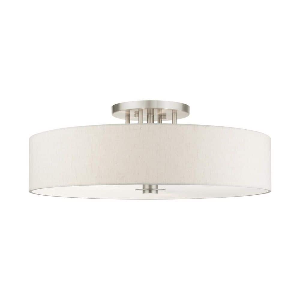 Modern Brushed Nickel 6-Light LED Drum Semi-Flush Mount