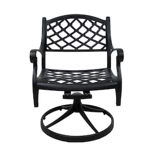 Outdoor Black Cast Aluminum Patio Swivel Chair - Set of 1