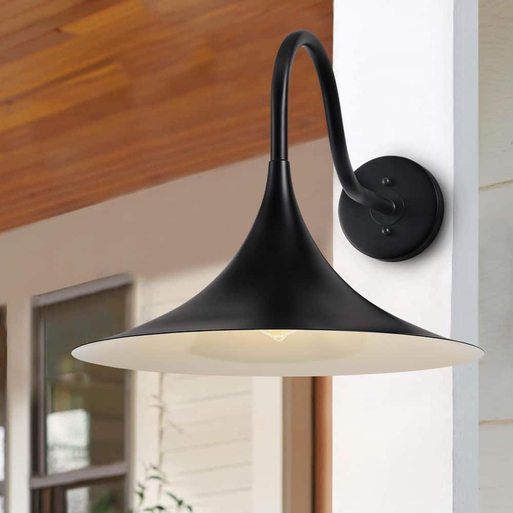 19.69 inch Farmhouse Matte Black 1-Light Metal Frame Outdoor Wall Light Fixture price history on PriceWatchPro