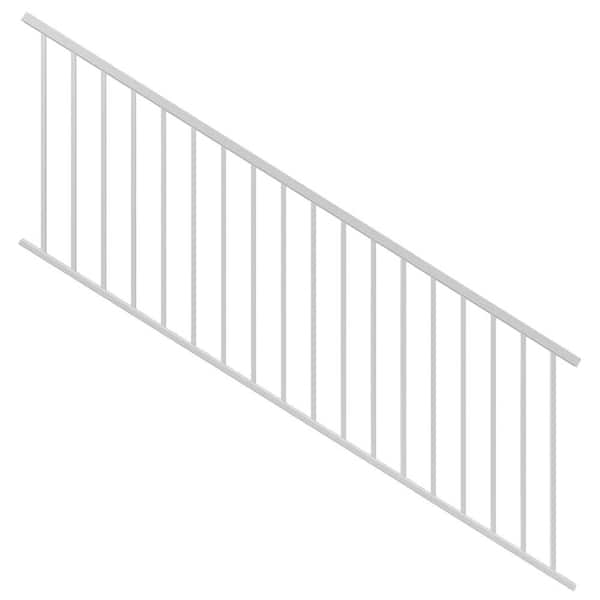 Pegatha Contemporary 8 ft x 36 in. White Fine Textured Aluminum Stair Rail Kit
