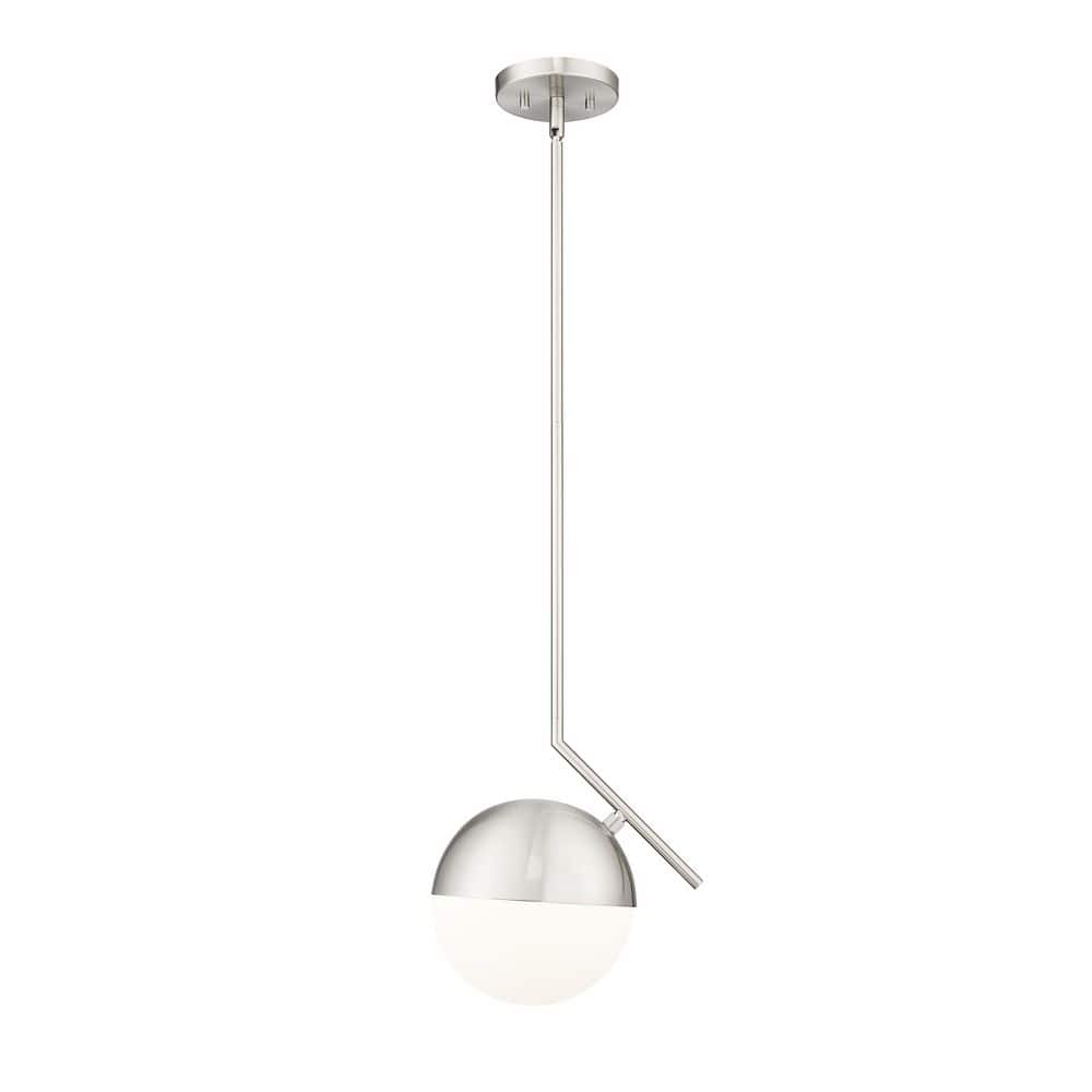 Realm Sphere 10.75 in. Brushed Nickel 1 Light Pendant with Matte Opal Glass
