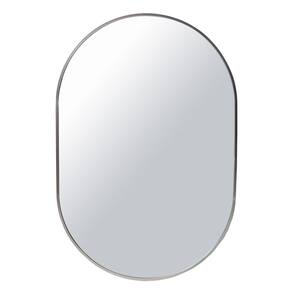 Oblong 23 in. x 35 in. Classic Oval Silver Hanging Accent Wall Mirror with Molded Aluminium Framed
