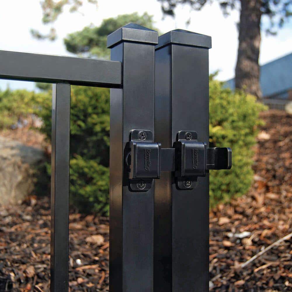 Black Steel Manual Slide Bar Gate Latch