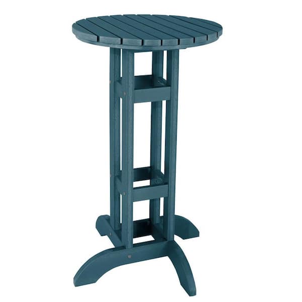 Highwood Nantucket Blue 24 in. Recycled Plastic Round Bar Dining Table