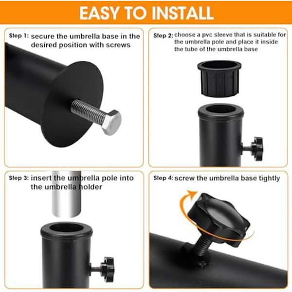 1 2 patio umbrella base Petal duty flag pole holder Flash Furniture Universal Black Cement