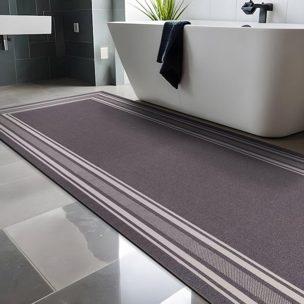 2 X 7 Gray Carmel Bordered Non Slip Runner Indoor Area Rug