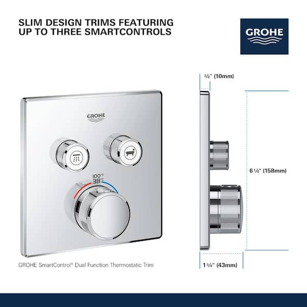 Grohtherm Smart Control Dual Function Square Thermostatic Trim with Control Module