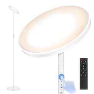 71 in. White Industrial Dimmable LED Torchiere Floor Lamp with Adjustable Head and Color Temperature Control