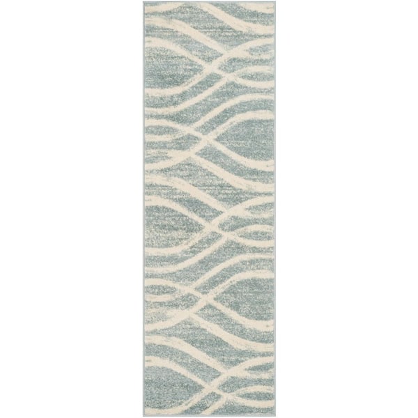 SAFAVIEH Adirondack Cream/Slate 3 ft. x 8 ft. Waves Runner Rug