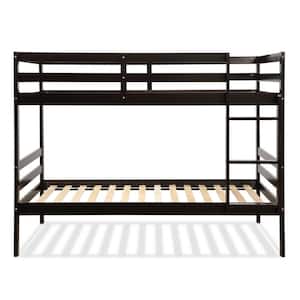 Coffee Hardwood Twin Bunk Bed with Fixed Ladder