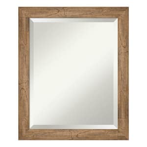 Owl Brown Narrow 19.5 in. x 23.5 in. Beveled Rectangle Wood Framed Bathroom Wall Mirror in Brown